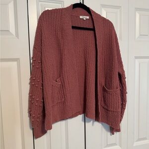 Madewell Textured Knit Cardigan in Mauve